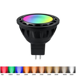 thumb MR16 регулируемая, GU5.3, 12V, RGBCW, 36/60°, 5W